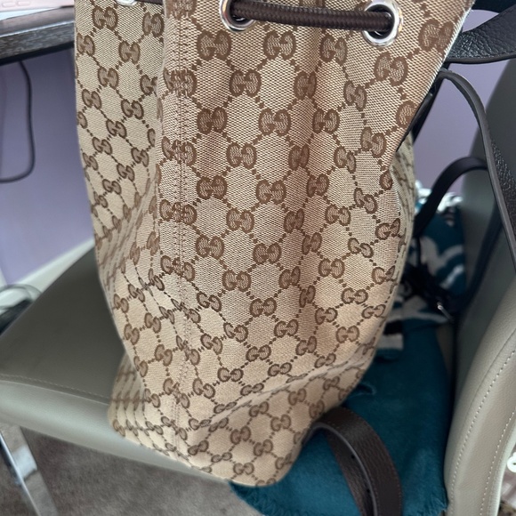 Gucci Brown Canvas Drawstring Backpack - Picture 4 of 4